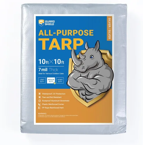 Miniatura 52 de GUARD SHIELD Lona blanca de 20 x 20 pies, cubierta de lona de polietileno de uso medio y multipropósito de 7 mil Blanco