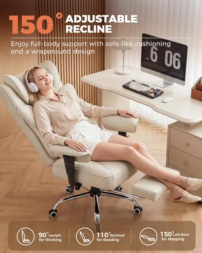Miniatura 8 de GTPLAYER Silla de Oficina Grande y Alta 400LBS Silla Ergonómica para Juegos Ancha con Cuero con Diseño de Relieve de Lujo con Reposapiés, Reclinable