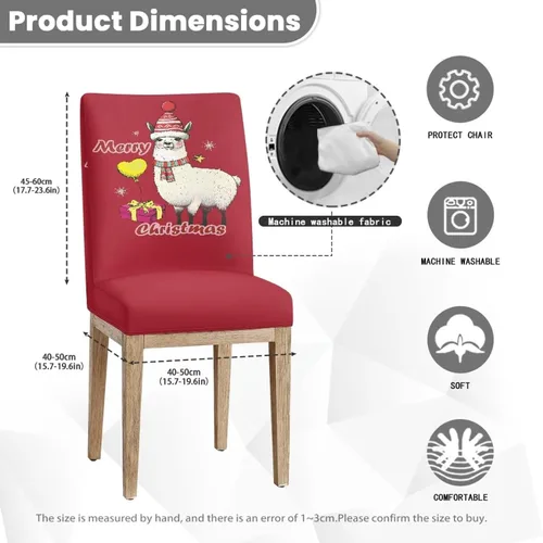 Miniatura 7 de HUGS IDEA Merry Christmas Dining Room Chair Covers Cute Sheep Kitchen Chair Covers Stretch Dining Chairs Cover Set of 6 Parsons Chairs Slipcovers