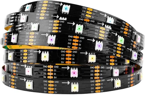 Miniatura 9 de BTF-LIGHTING SK9822 (similar a APA102C) direccionable individualmente 3.3ft 3.3 ft 144 píxeles/LED Datos de PCB negros no impermeables y reloj por