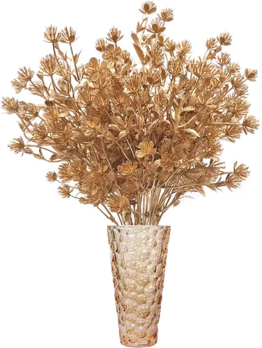 Miniatura 4 de Plantas artificiales Golden Baby Breath Gypsophila, para decoración de Navidad, plantas falsas, arbustos de helecho, arbustos sintéticos, Aliento
