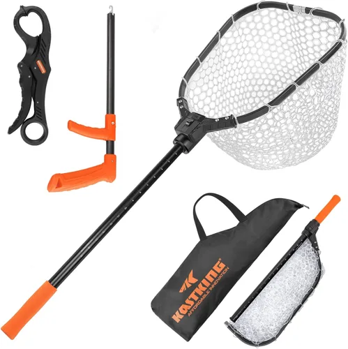 Miniatura 9 de KastKing Red de pesca Brutus, red de aterrizaje de peces plegable y extensible, red de pesca ligera y portátil con mango de espuma EVA suave