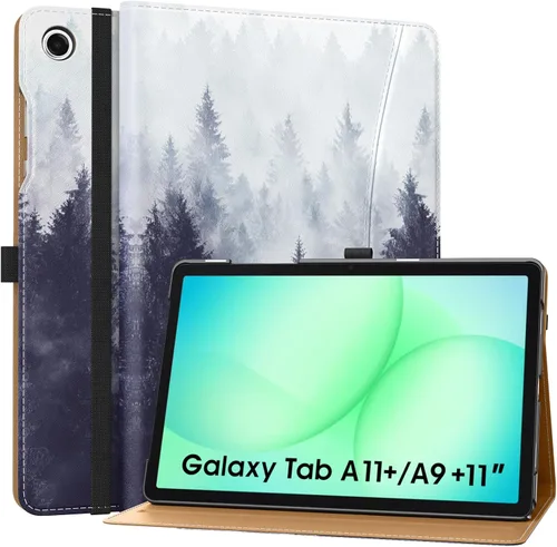 Miniatura 21 de MoKo Funda para Samsung Galaxy Tab A11+/ A11 Plus/ A9+/ A9 Plus de 11 pulgadas 2026/2024, piel sintética multiángulo con correa de mano, bolsillo