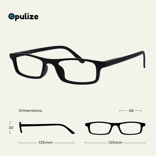Miniatura 2 de OPULIZE TED - Lentes de lectura para mujeres y hombres, marco mate rectangular ligero y estrecho con bisagras de resorte, negro y azul +2.00 Paquete
