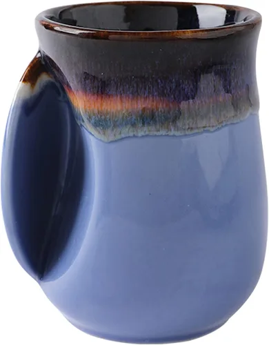 Miniatura 11 de Selamica - Taza de porcelana de 18 onzas con calentador de manos para diestros, taza de café, taza de té para familiares y pareja - Azul