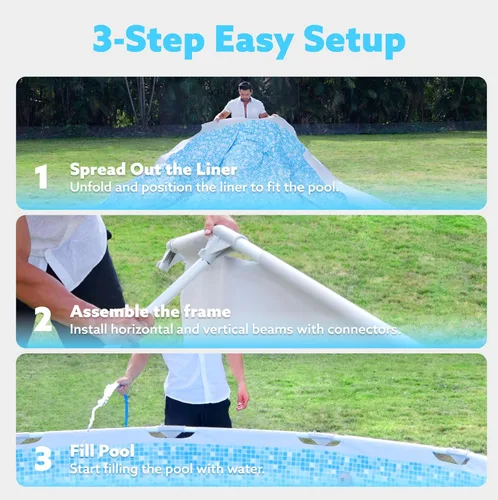 Miniatura 8 de SLOOSH Piscina redonda sobre el suelo, 10 pies x 30 pulgadas, marco redondo para exteriores sobre el suelo, conjunto de piscina para niños y adultos