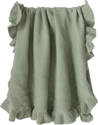Miniatura 7 de Manta de punto con borde de volantes para bebé, manta para cuna, no fluorescente, manta de fotos para recién nacidos, manta de bebé, colcha unisex a