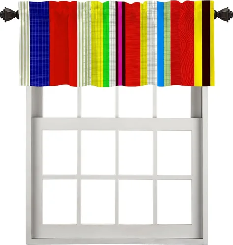 Miniatura 97 de Cortinas de cocina de hojas de arce otoñales para ventanas, hojas verdes y rojas sobre cenefas opacas negras, tratamientos de ventana de poliéster