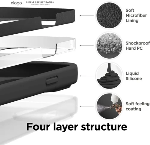 Miniatura 5 de elago Compatible con Funda para iPhone 14, Funda de Silicona Líquida, Cubierta Protectora de Cuerpo Completo, Resistente a Golpes, Diseño Delgado