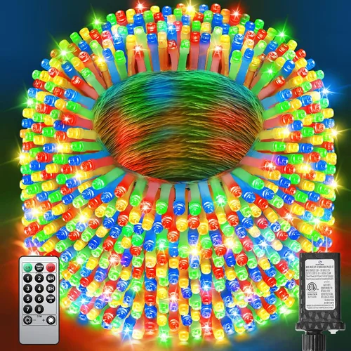 Miniatura 24 de 380 luces LED de Navidad de 125 pies, guirnalda de luces para exteriores, impermeables, temporizador y memoria, 8 modos regulables, para árbol
