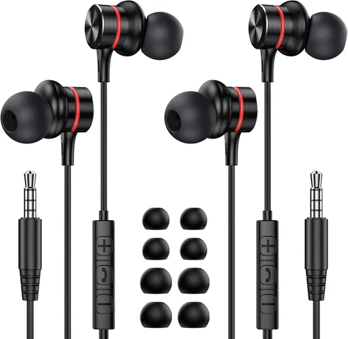 Miniatura 7 de MOSWAG Auriculares con cable con micrófono, auriculares intrauditivos de 0.138 in con ajuste de aislamiento de ruido y sonido claro, cómodos