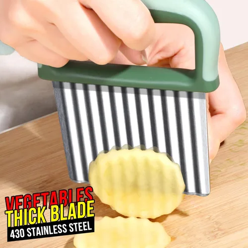 Miniatura 4 de Cortador de arrugas, cortador ondulado de acero inoxidable 2 piezas, cuchillo ondulado, herramienta de corte para verduras, papas fritas