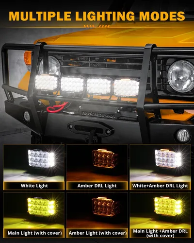 Miniatura 3 de Auxbeam Serie V-MAX 204W Luces LED de Conducción en Pod, Luz de Proyección Rectangular de 7 Pulgadas para Todo Terreno con DRL Ámbar y Luz Trasera