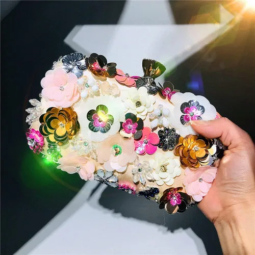 Miniatura 6 de Rkrouco Bolso de mano floral para mujer bolso de mano de flores coloridas con diamantes de imitación de metal