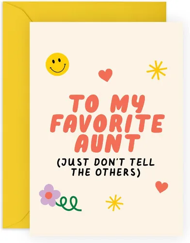 CENTRAL 23 Tarjeta del día de la madre para tía – «My Favorite Auntie» – Regalos para ella, mujeres, damas, familia de sobrino o sobrina – Mensaje