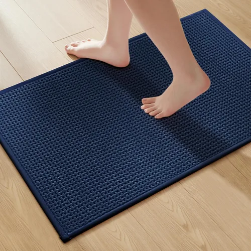 Miniatura 10 de GRANNY SAYS Tapetes de baño azules, de felpilla suave, absorbentes, de 20 x 32 pulgadas, alfombras de baño pequeñas antideslizantes, lavables