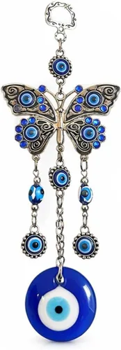 Adorno de decoración colgante de mariposa azul turco con mal de ojo turco (con una bolsa de decoración mejor)-003