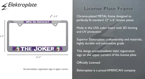 Miniatura 3 de Elektroplate - Marco de matrícula de Batman Joker cromado (marco completo)