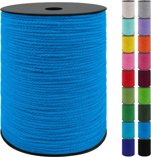 Miniatura 41 de JeogYong Cordón de macramé de 8mm, cuerda de lana de macramé de algodón natural de 131 pies, cordón de algodón trenzado de 3 hebras, hilo de macramé