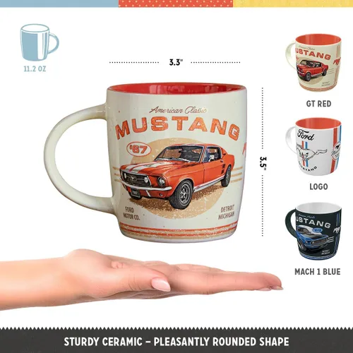 Miniatura 2 de Nostalgic-Art Taza de café retro, 11.2 oz, Ford Mustang Set 2 (juego de 3) – Idea de regalo para los fanáticos de Ford, producto oficial de licencia