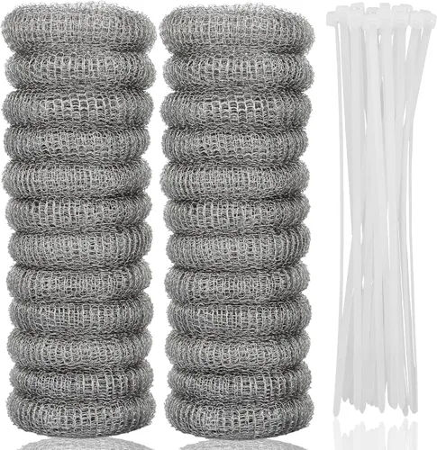 24 trampas de pelusa de acero inoxidable para lavadora, trampas de pelusa para manguera de lavadora con 24 bridas para cables, filtro de malla para
