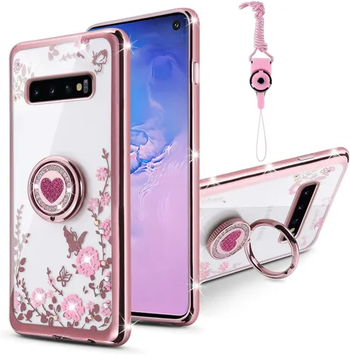 Miniatura 10 de Funda protectora para Note 10 Plus, Galaxy para mujer, con purpurina, cristal, mariposa, corazón, floral, delgada, de TPU para niñas, con soporte