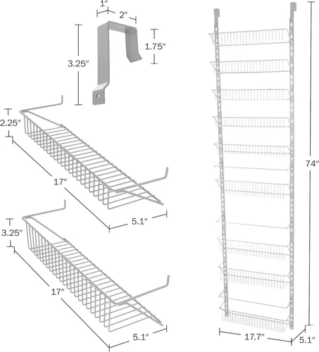 Miniatura 2 de Home-Complete Organizador sobre la puerta, estante de pared colgante de 9 niveles para organización de baño o cocina, organización y almacenamiento
