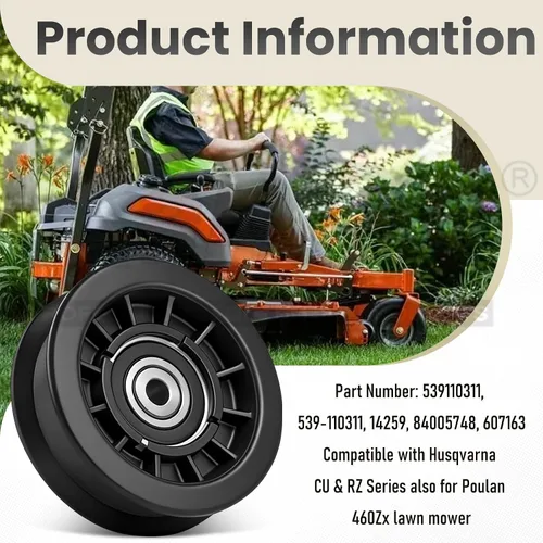 Miniatura 4 de Karbay 539110311 Reemplazo de polea tensora plana (3/8 pulgadas de diámetro interior y 3-1/2 pulgadas de diámetro) compatible con Husqvarna Cu-b