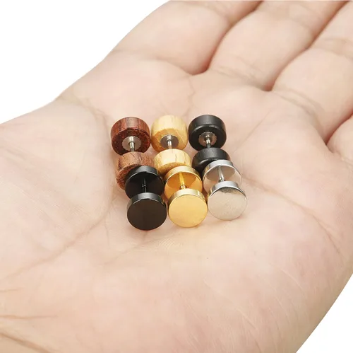 Miniatura 5 de 6pares de aretes de Fibo Steel con tuerca, 18G