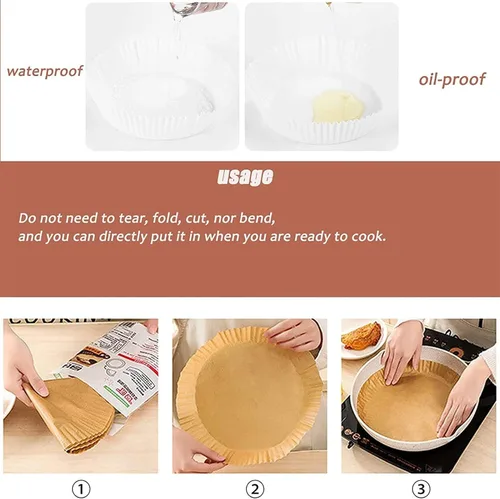 Miniatura 6 de Forro de papel desechable para freidora de aire, papel de pergamino natural de 7.9/6.3 pulgadas, antiadherente, desechable, para freidora de aire
