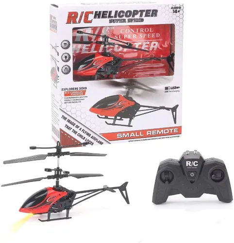 Helicóptero de juguete a control remoto, 2 canales, 2.4 GHz, 2 velocidades, vuelo arriba y abajo, regalo para niños, rojo