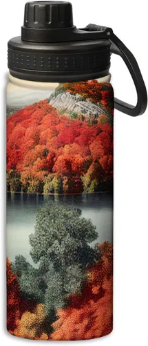 Miniatura 26 de OOZ Calavera y flores patrón 18 oz deportes aislados botellas de agua de acero inoxidable para correr, senderismo, ciclismo, escalada, negro Negro 8