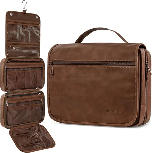Miniatura 9 de PAVILIA Neceser colgante para mujeres y hombres, organizador de cosméticos plegable, bolsa de viaje, bolsa de maquillaje resistente al agua