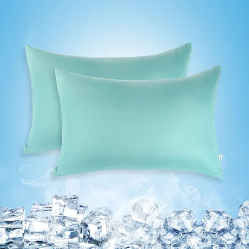 Miniatura 7 de Fundas de almohada refrescantes solamente, juego de 2 fundas de almohada tamaño King con doble cara fría, absorben la humedad, con cremallera