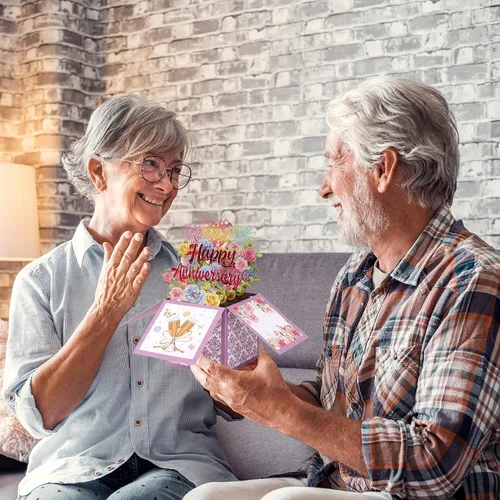 Miniatura 8 de Giiffu Tarjeta de feliz aniversario, tarjetas de aniversario emergentes en 3D, regalos para él, ella, esposa, marido, pareja, con sobre y tarjeta