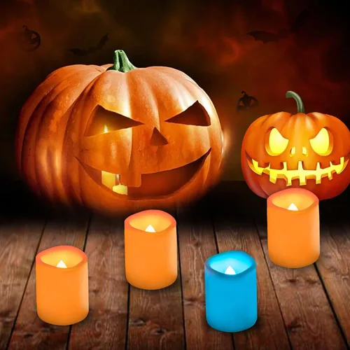 Miniatura 5 de 12 velas votivas LED sin llama parpadeantes con control remoto y luz que cambia de color, funciona con pilas, vela falsa LED para exteriores, Votivo
