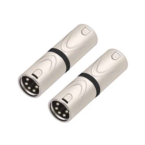 Adaptador XLR, conector macho de 5 pines a 5 pines para extensión de micrófono de audio DMX, mezclador, micrófono, paquete de 2 5PIN XLR macho a