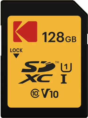 KODAK Tarjeta SDXC 128GB UHS-I U1 V10 Premium, velocidad de lectura de hasta 85MB/s, para video Full HD e imágenes de alta resolución, compatible