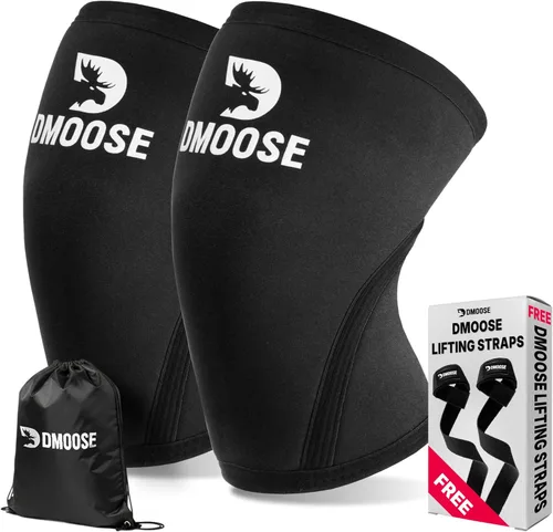 DMoose Fitness Rodilleras para levantamiento de pesas (par) rodilleras de 78 pulgadas para apoyo articular, sentadillas y levantamiento de potencia,