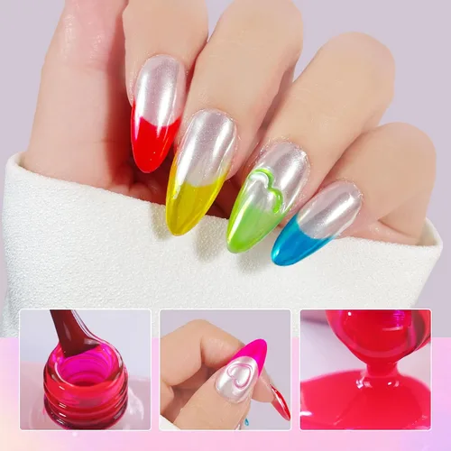 Miniatura 5 de VARNAIL Rainbow Candy Jelly - Kit de esmalte de uñas de gel de 6 colores y capa base de regalo, kit de esmalte de gel transparente arcoíris