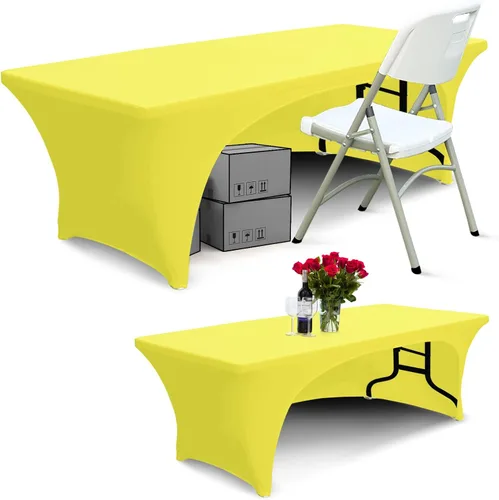 Miniatura 17 de ABCCANOPY - Mantel elástico de 1,2 m para mesa, ajustado, con parte trasera abierta, lavable, salvamanteles para mesas rectangulares, color negro