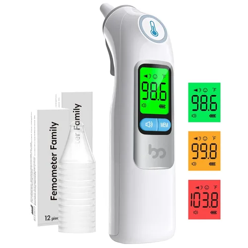 Miniatura 12 de Termómetro de oído de la familia femometer, termómetro de oído altamente preciso para niños, adultos y bebés, 30 recordatorios de memoria, resultado