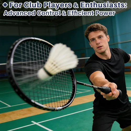 Miniatura 8 de Juego de raquetas de bádminton profesionales, ligeras, 4 unidades de fibra de carbono, 3 volantes de plumas, 2 fundas protectoras, 4 sobreagarres
