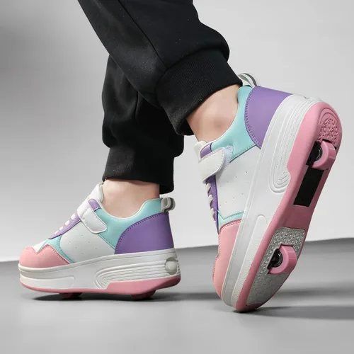 Miniatura 4 de HSQ - Zapatillas de moda con ruedas para patinar, zapatos de patinaje desmontables 2 en 1 con ruedas para niños y niñas
