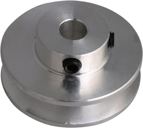 Miniatura 9 de 1.2x0.6x0.3 in aleación de aluminio de plata 0.3 in fijo sola rueda de polea en forma de V de orificio único para eje de motor 0.1-0.2 in PU correa