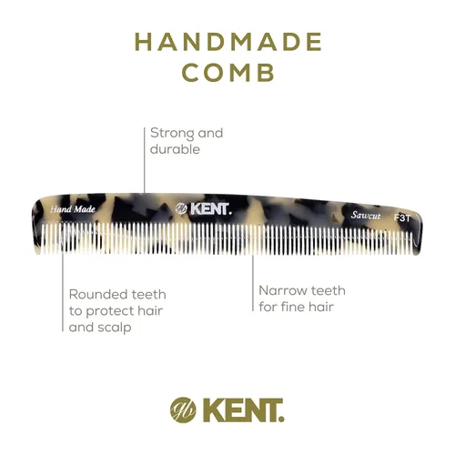 Miniatura 4 de Kent F3T TW Peine de dientes fino - Peine para separar y alisar el cabello para hombres y mujeres, removedor de caspa, corte de sierra y pulido a