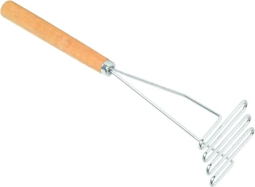 Miniatura 4 de TrueCraftware - Triturador de patatas de forma cuadrada de 12 pulgadas chapado en hierro con mango de madera-Herramienta de cocina trituradora
