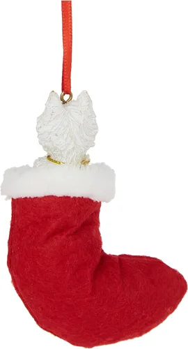 Miniatura 2 de Westie - Adorno de calcetín de Navidad de tela con detalle pintado a mano y cosido "Santa's Little Pals
