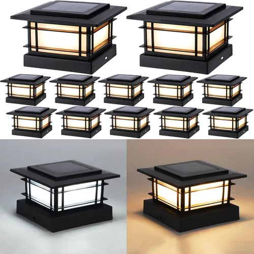 Miniatura 21 de Dynaming Luces solares de 4 x 4 para exteriores con 2 modos de color, luces solares para poste de valla, carcasa negra para postes de vinilo/madera