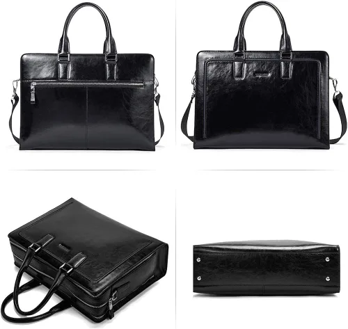 Miniatura 3 de BOSTANTEN Maletín de cuero genuino para mujer, bolso de mano vintage de 15.6 pulgadas, bolso de hombro para portátil y carteras de cuero para mujer